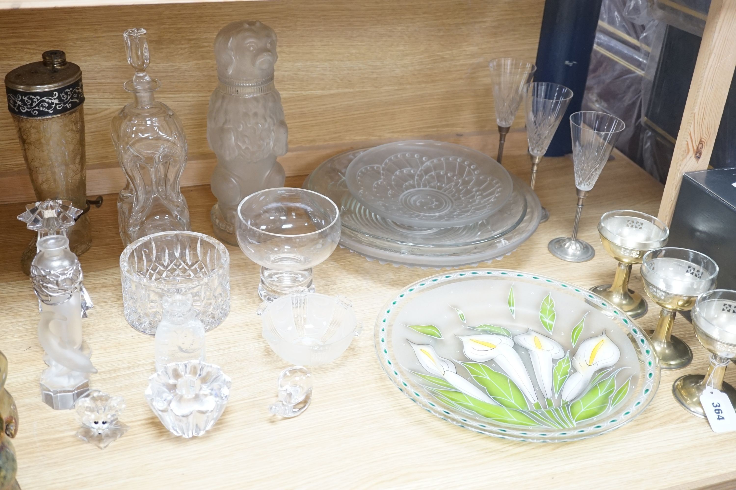 A group of clear glass including silver overlaid Sileda vase, Waterford, Swarovski, French Art Deco glass, Villeroy & Boch, Rosenthal etc.